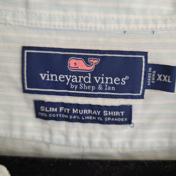 Vineyard Vines Mens Button Down Shirt Size XXL Slim Fit Murray Cotton Linen - Picture 3 of 12